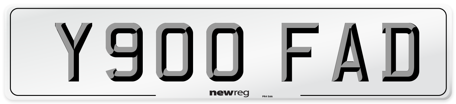 Y900 FAD Number Plate from New Reg